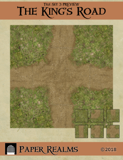 Papercraft tiles of dirt roads surrounded by grass