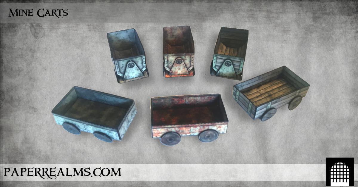 Paper terrain: Easy mine cart props for tabletop games